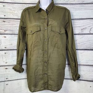 Old Navy Olive Green Button Front Classic Shirt Size L